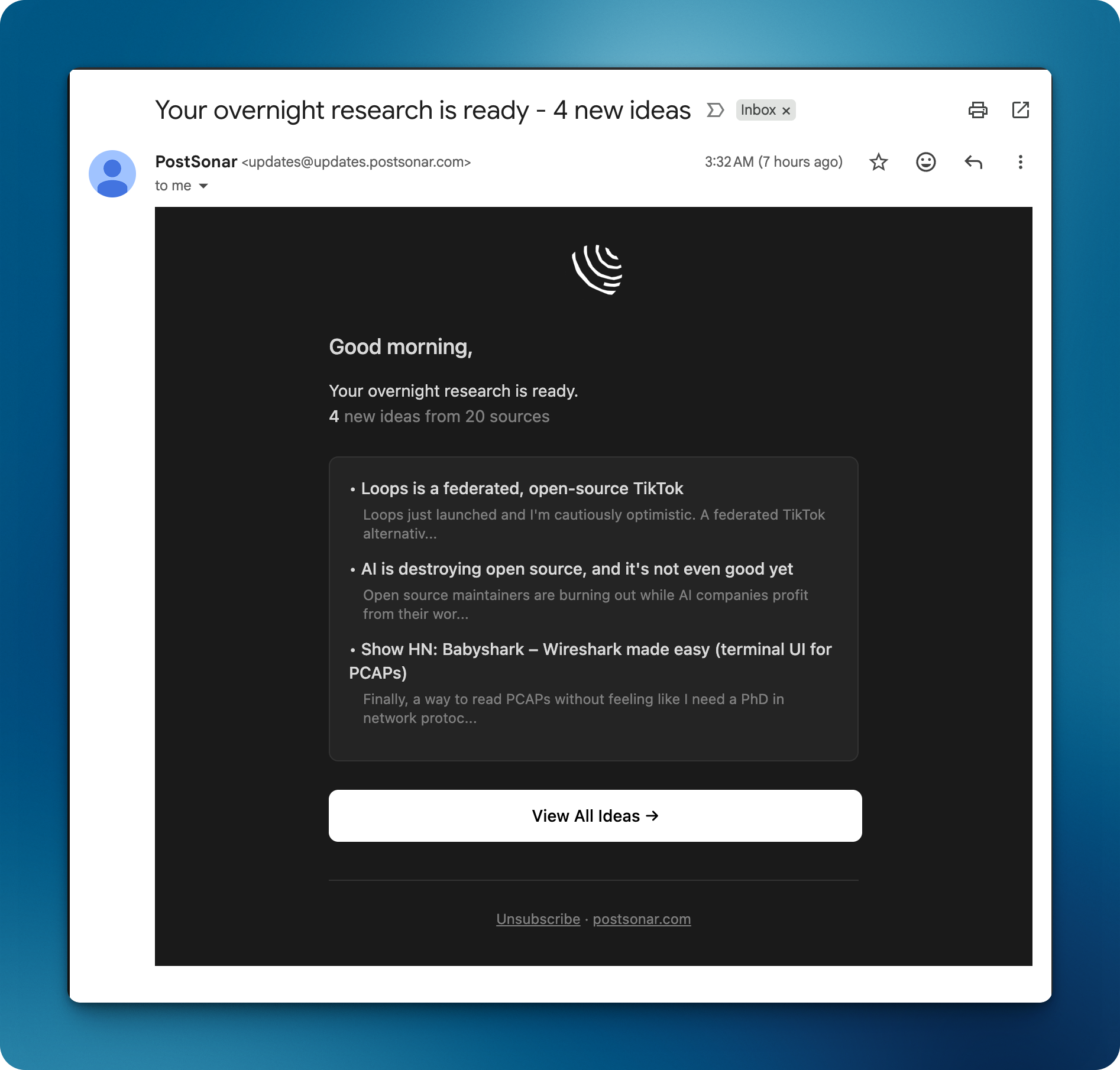 Post Sonar screenshot